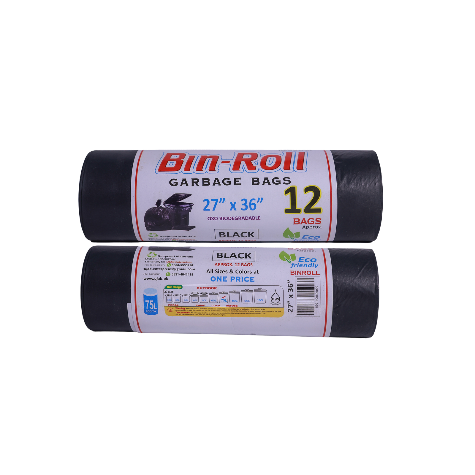 UJAB Bin Roll 12 Black 27X36-75 Ltr