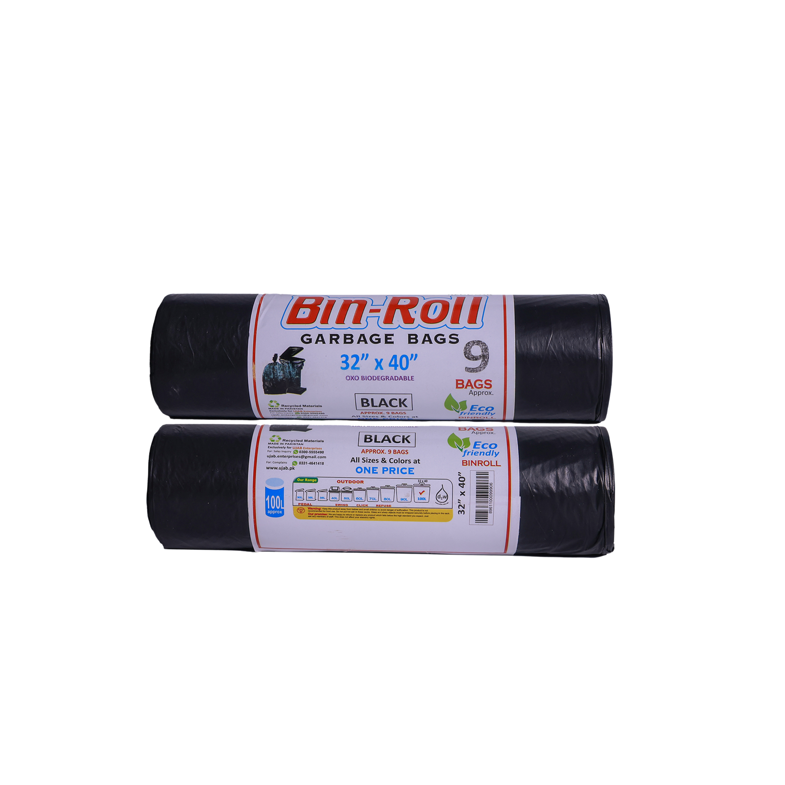 UJAB Bin Roll 9 Black 32X40-100 Ltr