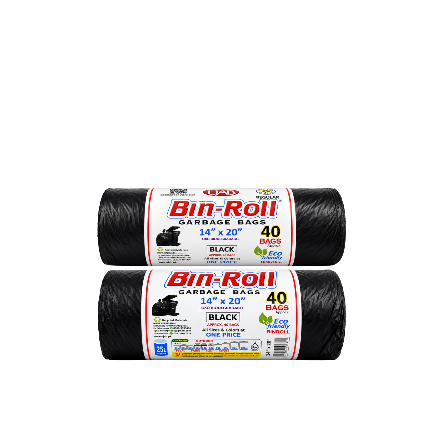 UJAB Bin Roll 40 Black 14X20-25 Ltr