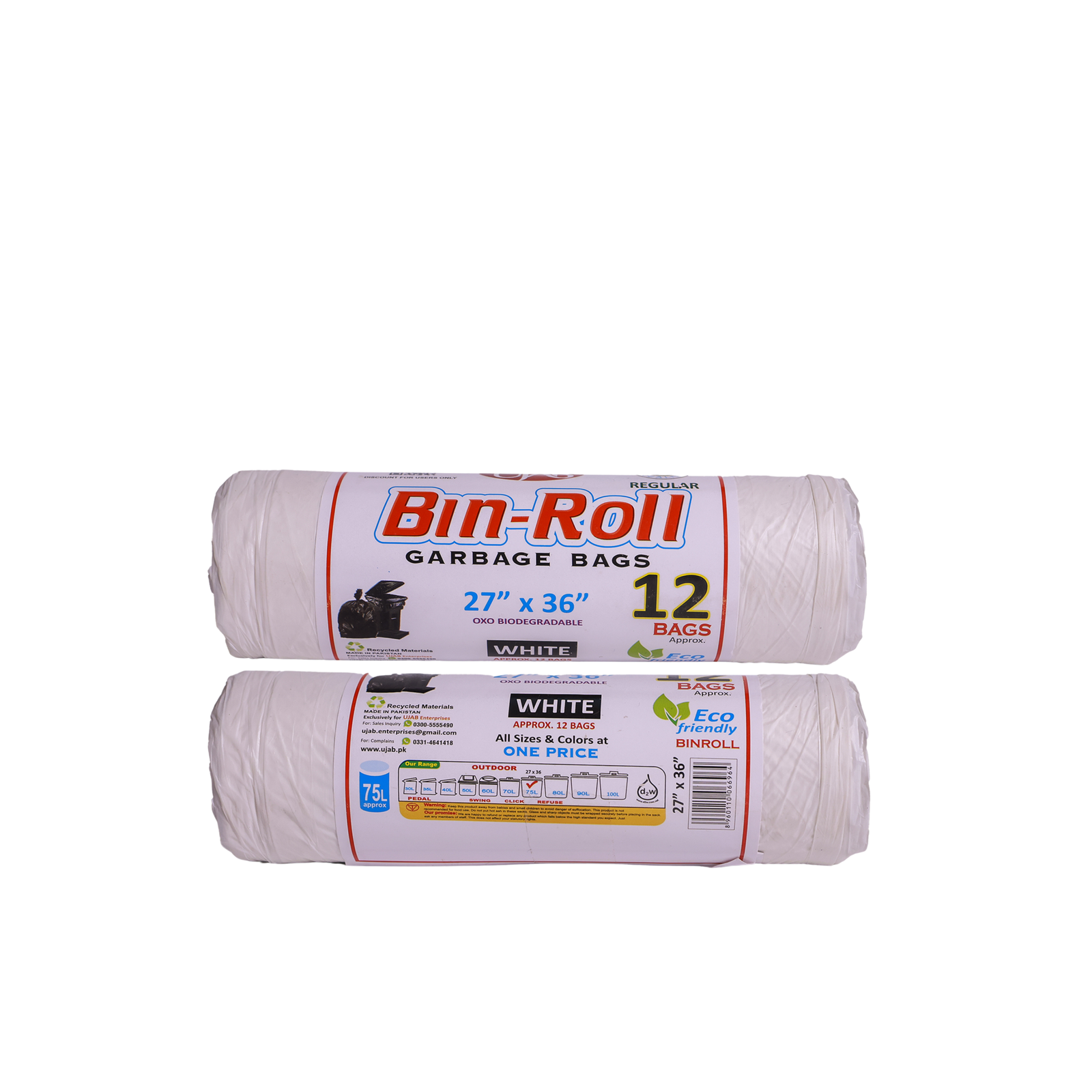 UJAB Bin Roll 12 White 27X36-75 Ltr