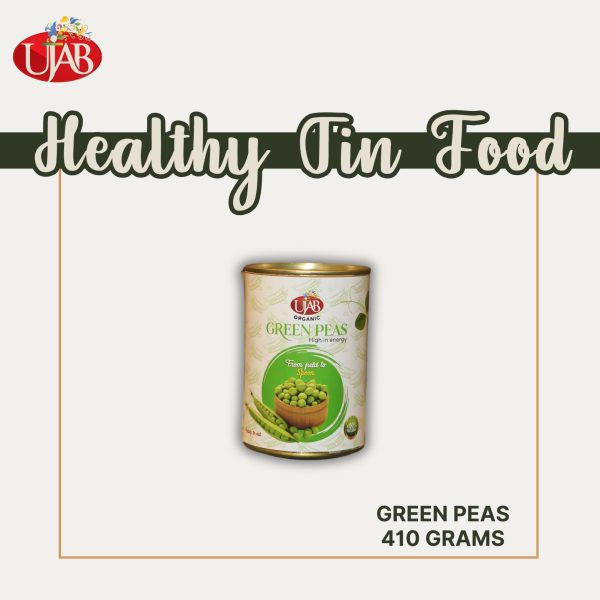 UJAB Organic Tinfood Green Peas 410gm