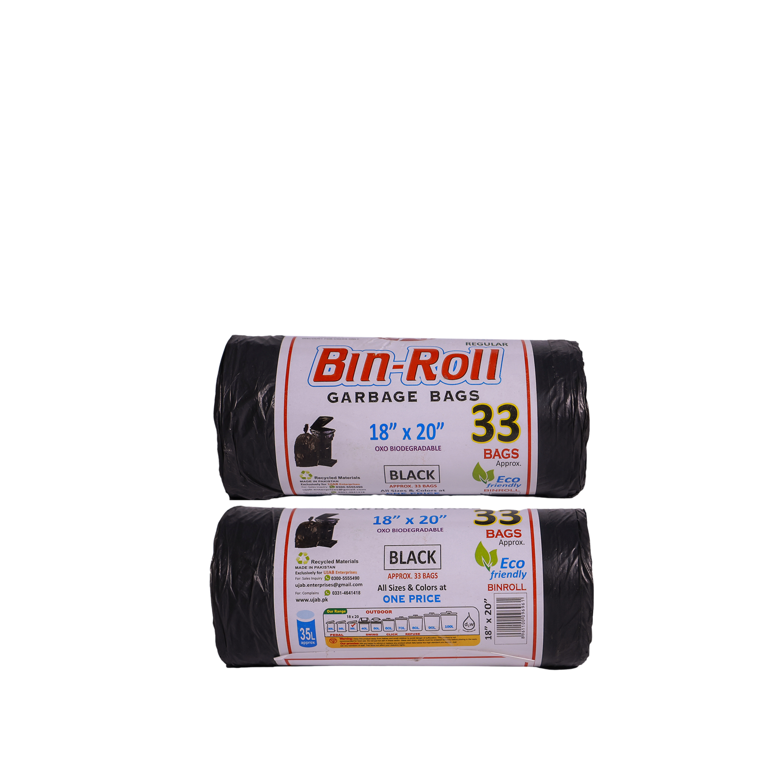UJAB Bin Roll 33 Black 18×20-35Ltr